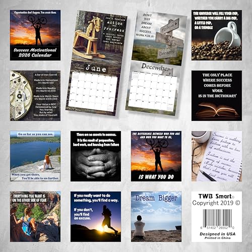 2026 Success Motivational Wall Calendar, Powerful Inspirational Quotes for Success in Life and Business, Large 12 x 12 Inc...