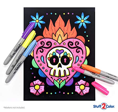 Super Pack of 18 Fuzzy Velvet Coloring Posters (Kids Themed - Day of the Dead) - Halloween and Dia de Los Muertos Coloring...