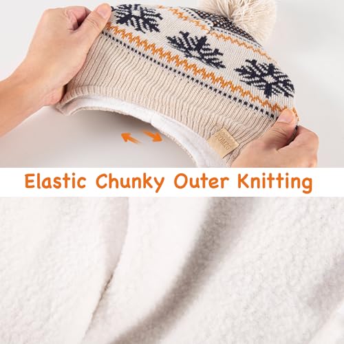 Beanie Knit Hats for Toddlers with Earflap Fleece Lined Hat Kids Warm Winter Hat Scarf Set Children's Thick Ski Cap