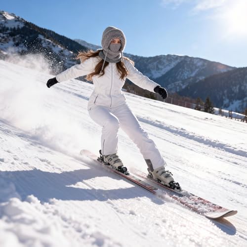 3 in 1 Beanie Hat with Scarf and Mask for Women, Winter Ski Mask & Neck Gaiter Set, Knitted Balaclava Hats for Cold Weathe...