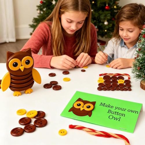 Cielo Meraviglioso DIY Button Highland Cow Craft Kit, Christmas Button Ornament Making Kit for Beginners, Handmade Stacked...