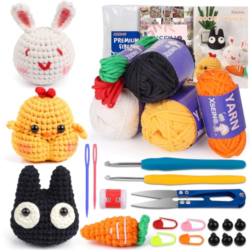 XSEINO Crochet Kit for Beginners,Crochet Start Kit with Step-by-Step Video Tutorials,Learn to Crochet Kit for Beginners - ...
