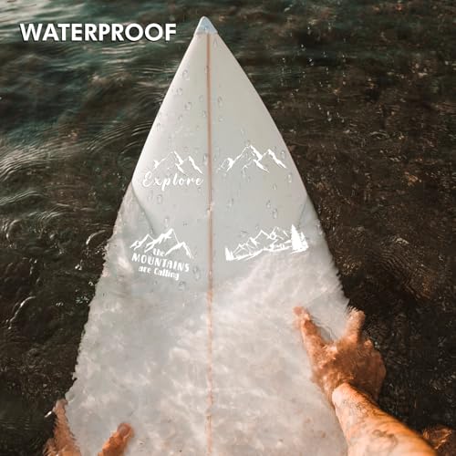 (4PCs) Mountain Adventure Decal Set White UV DTF Decal Waterproof Durable Easy to Apply Explore Mountains Landscape Nature...