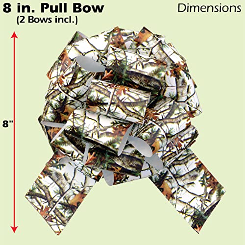 White Hunting Camo Ribbon & Bows Gift Wrapping Kit - 40 Yards of White Camouflage Ribbon and 5 Camo Bows for Gifts, Christ...