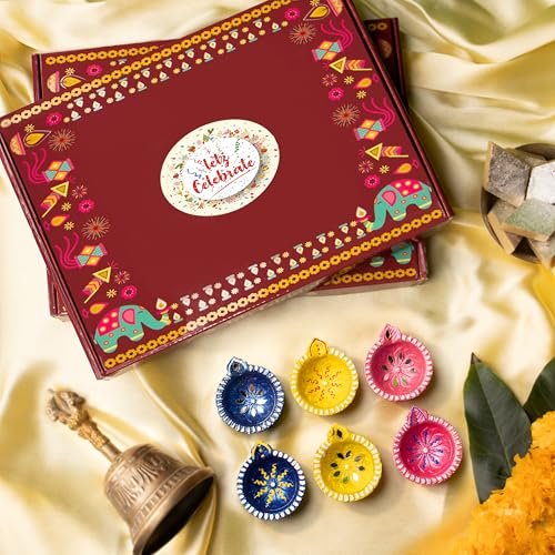 (Pack of 24) Clay Diyas with Cotton Wicks, Diwali Decorations for Home, Mitti Diyas for Pooja, Indian Pooja Decor for Mand...