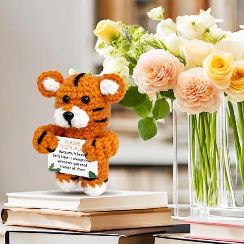Kihraw Positive Crochet Tiger Gift - You're Tiger-Ally Awesome - Emotional Inspirational Support Crochet Birthday Gifts fo...