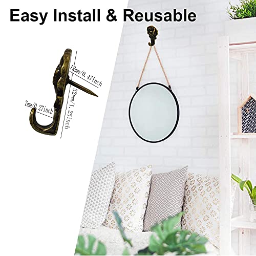 Rose Push Pins Hanger 20 Pcs Antique Flower Drawing Pin Bronze Decorative Thumbtack for Hanging Photo Frame Poster Calenda...