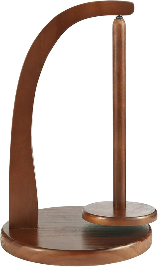 Wooden Yarn Ball Holder with Magnetic Pendulum Dispenser - Crochet Gift for Knitting Lovers (Brown)