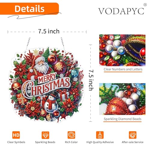VODAPYC Christmas Santa Diamond Art Hanging Kit for Adults, DIY Double Sided Special Shaped Diamonds Art Window Pendant Or...