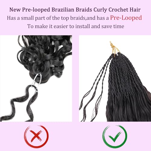 ZRQ Pre looped Micro Brazilian Braids Curly Crochet Hair 14 inch Water Wave Crochet Hair Afro Kinky Curly Crochet Hair Ext...