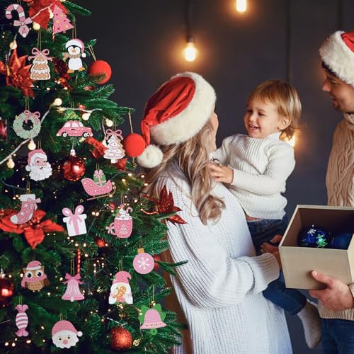 Hungdao 64 Pcs Christmas Diamond Art Ornaments Kits Xmas Diamond Art Kits for Adults Santa Claus Snowman Xmas Tree 5D Wint...