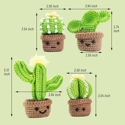 Weronique 4 Style Cactus Crochet Kit for Beginner, DIY Crochet Knitting Material Kit for Thanksgiving and Christmas Gift, ...