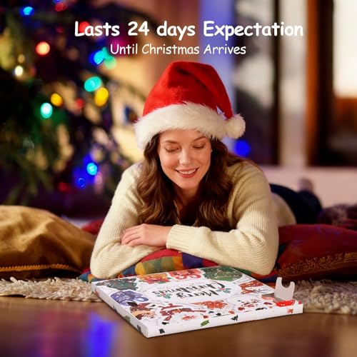 Hianjoo Christmas Advent Calendar Jewelry Set 2025, 24 Days Necklace Set Xmas Bracelet with DIY Charm Making Kit, Xmas Cou...