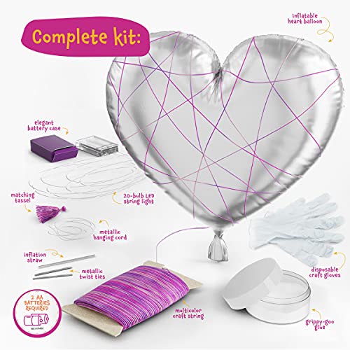 Dan&Darci 3D String Art Kit for Kids - Makes a Light-Up Heart Lantern - Multi-Colored LED Bulbs - Kid Gifts - Birthday Cra...