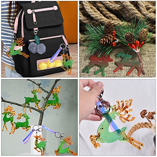 Christmas Resin Molds, Elk Reindeer Christmas Ornament Siliocne Moulds, Xmas Silicone Mold for Resin Casting, Deer Pendant...