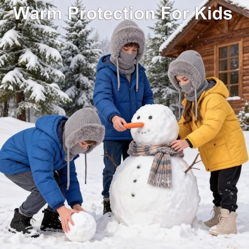 3 in 1 Beanie Hat with Scarf and Mask for Women, Winter Ski Mask & Neck Gaiter Set, Knitted Balaclava Hats for Cold Weathe...