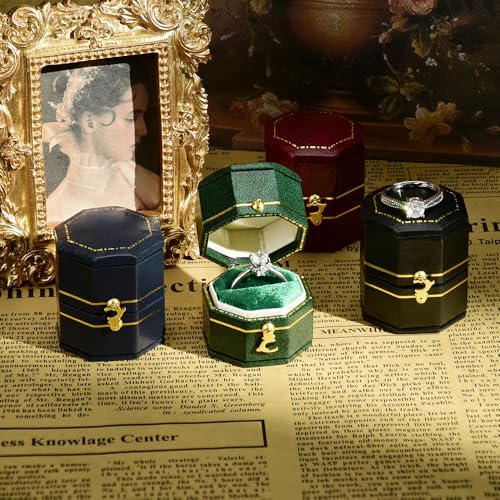 TAIMY Classical Victorian Style Wedding Tiny Ring Box, Handcrafted Gift Ring Box Proposal Pocket Size Small Keepsake Jewel...