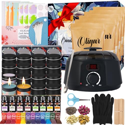 Oligar Complete Candle Making Kit, DIY Candle Making Supplies for Adults,Beginners, Including Bees Wax, Candle Wicks, Dye...