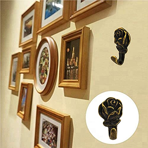 Rose Push Pins Hanger 20 Pcs Antique Flower Drawing Pin Bronze Decorative Thumbtack for Hanging Photo Frame Poster Calenda...
