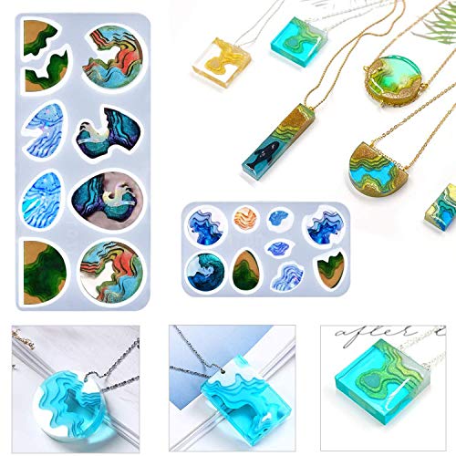 Woohome 40 PCS Island Silicone Mould Jewelry Resin Molds, 5 PCS Resin Casting Molds Jewelry Making Kit for Pendants, Neckl...