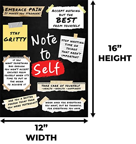 HoneyKICK Note to Self Motivational Wall Art - 12 x 16 Cardstock Print - Motivational Poster & Inspirational Wall Décor Fo...