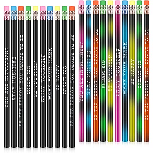 Gersoniel 60 Pcs Personalized Pencils with Name Motivational Fun Pencils Color Inspirational for Student Color Changing Mo...