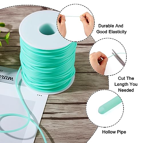 Beadthoven 2mm Hollow Pipe Rubber Tube Cords, 54.68Yards Barber Cord for Knitting Stitch Holder, Tubing Rubber Cord with S...