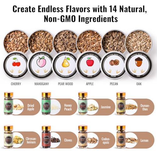 Alcohol Infusion Kit,14 Natural Woodchips & Botanicals DIY Whiskey Making Kit for Infusing Bourbon,Vodka, Tequila, Rum wit...