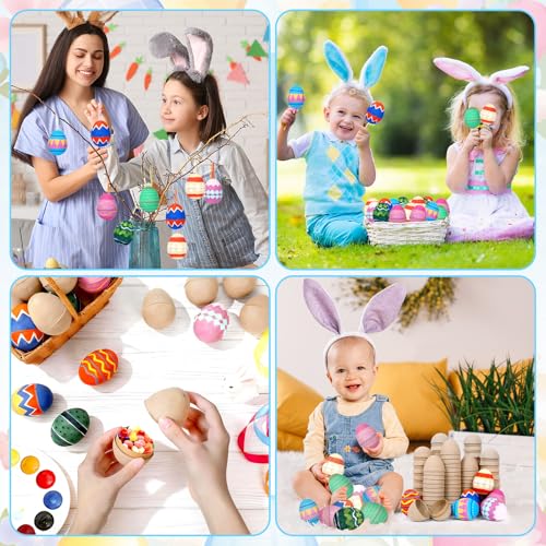 24Pcs DIY Paper Brown Easter Eggs Paintable and Fillable Blank Easter Eggs Crafts Color Your Own Egg Handcrafted Gifts Pro...