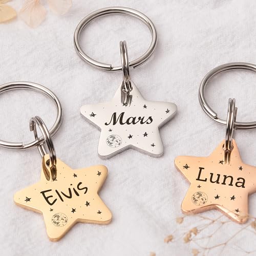 Anavia Small Size Dog Cat ID Tags, Small/XS Personalized Color Plated Stainless Steel Puppy Kitten Name Tags, Customized E...