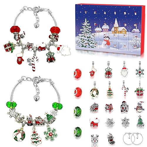 Novernat Charm Bracelet Advent Calendar 2025 DIY Bracelet Making Kit 24 Days Christmas Countdown Calendar for Girl Kids Teens