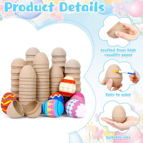 24Pcs DIY Paper Brown Easter Eggs Paintable and Fillable Blank Easter Eggs Crafts Color Your Own Egg Handcrafted Gifts Pro...
