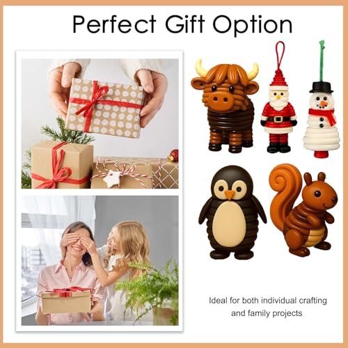 DIY Button Ornament Kits - Stacked Button Making Kit for Christmas Decorations | Fun Crafts Highland Cow/Penguin/Squirrel/...