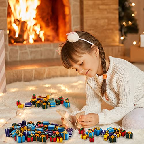 Bucherry 100 Pcs Christmas Miniature Ornaments Kit - Mini Boxes Ornament DIY Craft Resin Xmas Charms for DIY Garden Access...