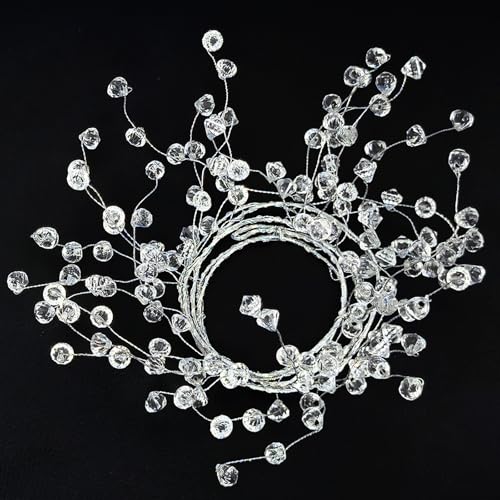 (10 Pack) 47” Clear Diamond Beaded Crystal Christmas Garland - Wire String Acrylic for Christmas Decorations, DIY Wreath W...