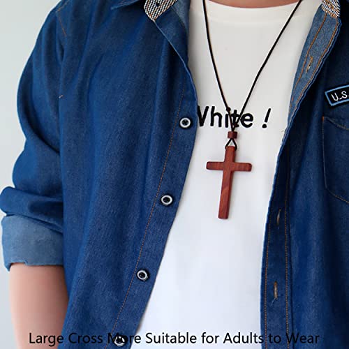 Natural Wooden Cross Pendant Necklaces for Women Men Sandalwood Handcrafted Gift Wood Hang from Car Rearview Mirror Pendan...