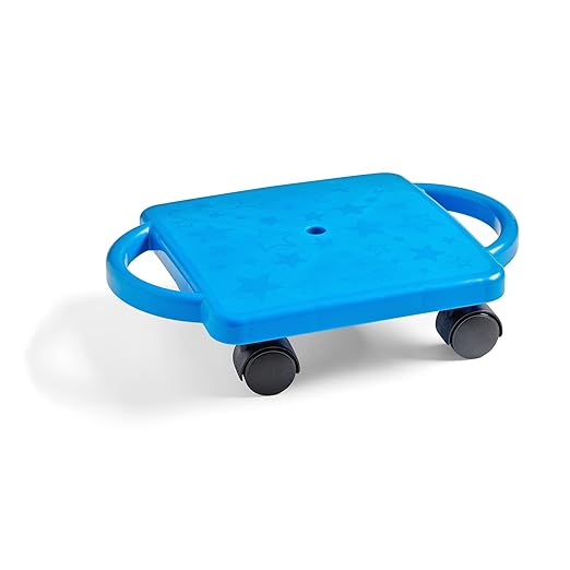 hand2mind Blue Indoor Scooter Board with Handles, Sit Down Floor Scooter, Gym Activities for Kids, Indoor Recess Games, Sp...