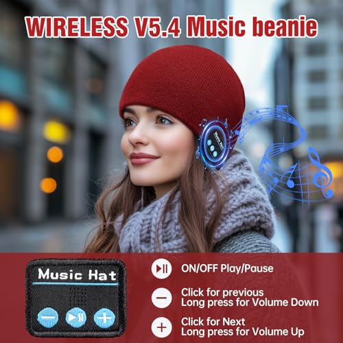 Bluetooth Beanie for Men Women, HD Stereo Sound Beanie with Headphones, Christmas Tech Gift & Stocking Stuffer Idea