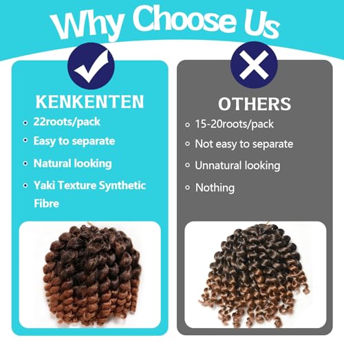 Jamaican Bounce Crochet Hair-4 Packs Deal 8 Inch 22Roots Jumpy Wand Curly Crochet Hair For Black Women (8 Inch 4 Packs, T1...