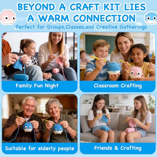 Cokiddle Crochet Kit for Beginners, Cute Pufferfish Shape with Step-by-Step Video Tutorials, Soft Yarn, Hooks & Full Suppl...