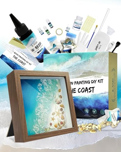 iLAND Crafts for Adults Resin Art Kit DIY Beach Ocean Themed Crafting Adult Girls Night Craft Making Set Date Night Painti...