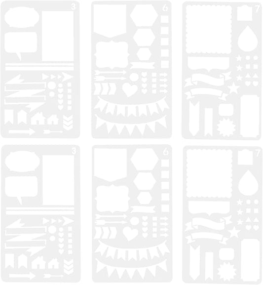 VILLCASE Journal Stencils for Dot Journaling Notebook Scrapbook, 6pcs 4 x 7 Inch Planner Stencil DIY Drawing Templates Acc...