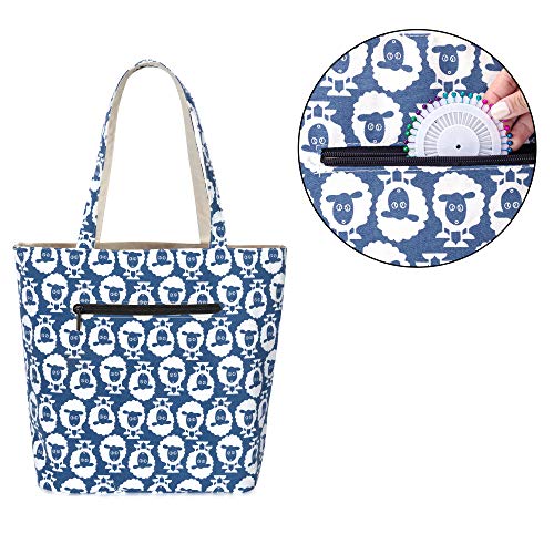 Yarwo Knitting Bag with Small Zipper Pouch, Yarn Tote for Knitting Needles, Skeins of Yarn and Crafts Supplies On the Go, ...