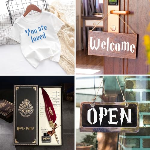 1 Inch Gothic Letter Stencils for Painting, 66 Pcs Reusable Old English Stencils, Calligraphy Letter Number Symbol Drawing...