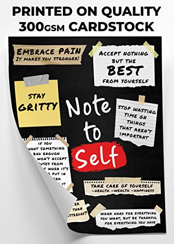 HoneyKICK Note to Self Motivational Wall Art - 12 x 16 Cardstock Print - Motivational Poster & Inspirational Wall Décor Fo...