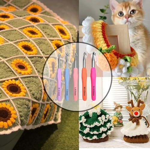 Yarniss Large Ergonomic Crochet Hooks Set 6.5mm 7.0mm 8.0mm 9.0mm 10.0mm (5 Size)