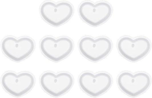 uxcell 10 Pcs Large Heart Resin Keychain Moulds, Silicone Epoxy Mould Kit with Hole for Pendant Keychains Ornament Jewelry...