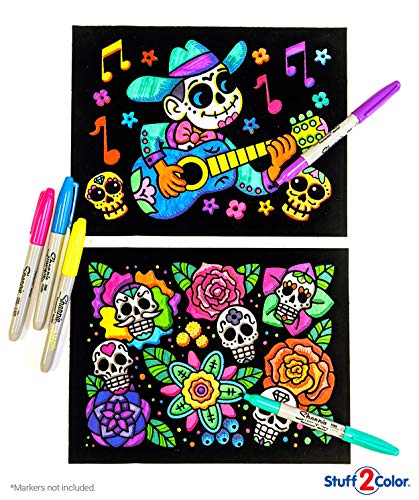 Super Pack of 18 Fuzzy Velvet Coloring Posters (Kids Themed - Day of the Dead) - Halloween and Dia de Los Muertos Coloring...