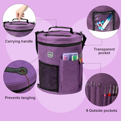 MIAOKE 79pc Crochet Kit, Large Knitting Bag Yarn Storage Organizer, Crocheting Starter Kits with Waterproof Bag, Beginner ...