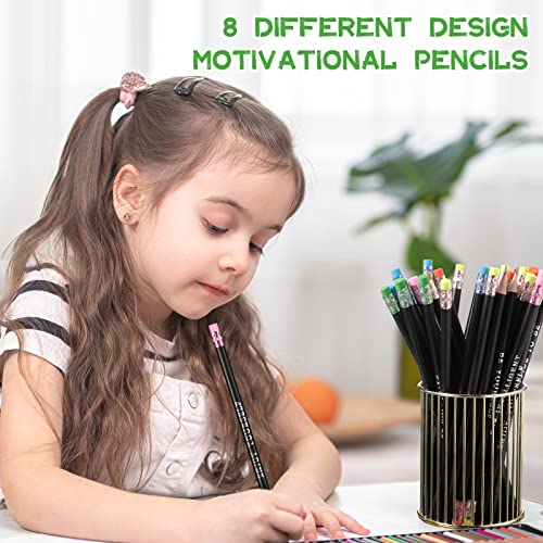 Gersoniel 60 Pcs Personalized Pencils with Name Motivational Fun Pencils Color Inspirational for Student Color Changing Mo...